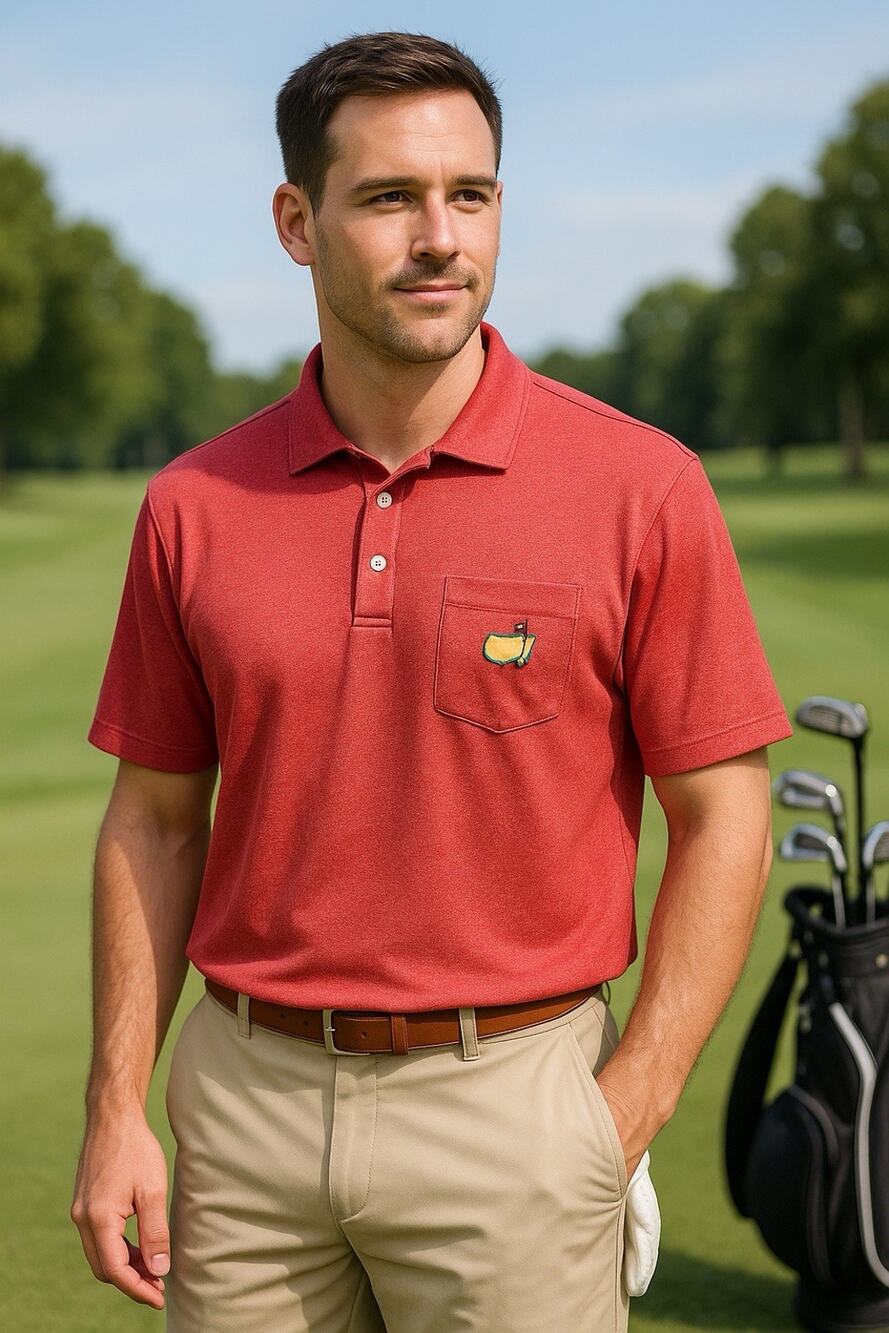 Masters Tech Golf Performance Polo Shirt Mens L Nantucket Red Augusta National